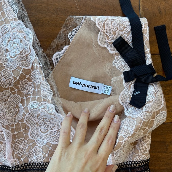 NWOT Self-Portrait Rose Pink Lace Sleeveless Dress - Picture 9 of 16